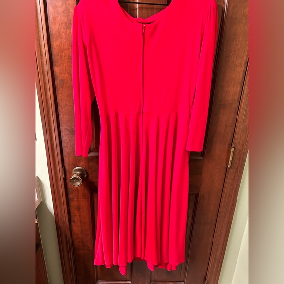 MR.JAY 80s VTG vibrant Red draped long sleeve dress. Size 14. - Picture 3 of 9